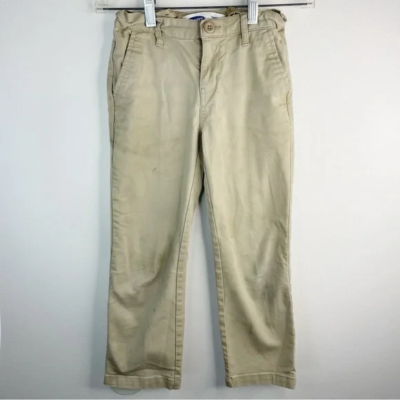 OLD NAVY Boys Kids Straight Built-in Flex stretch Chinos Khaki Color Size 7 - Picture 1 of 5